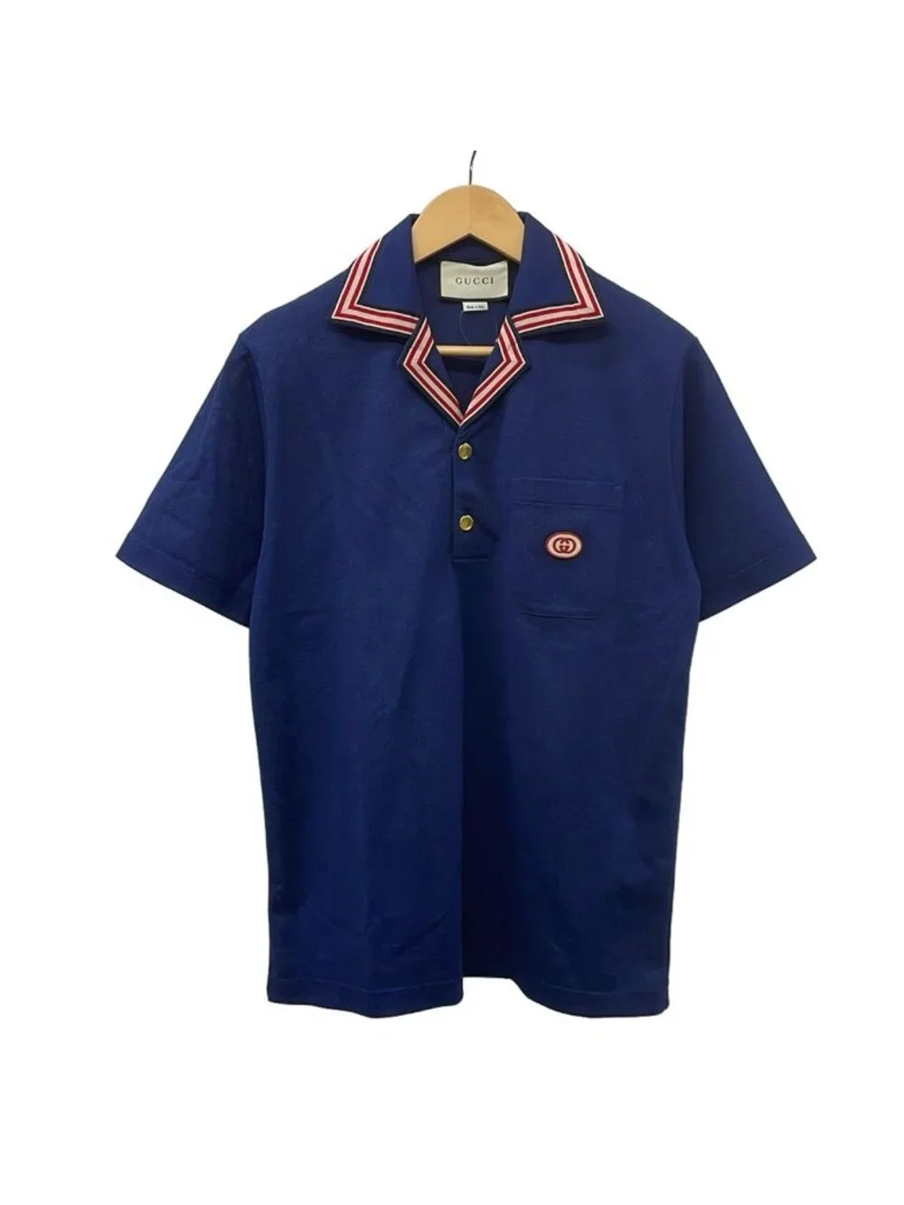 Gucci Short Sleeve Polo Shirt XS Navy Red Interlocking