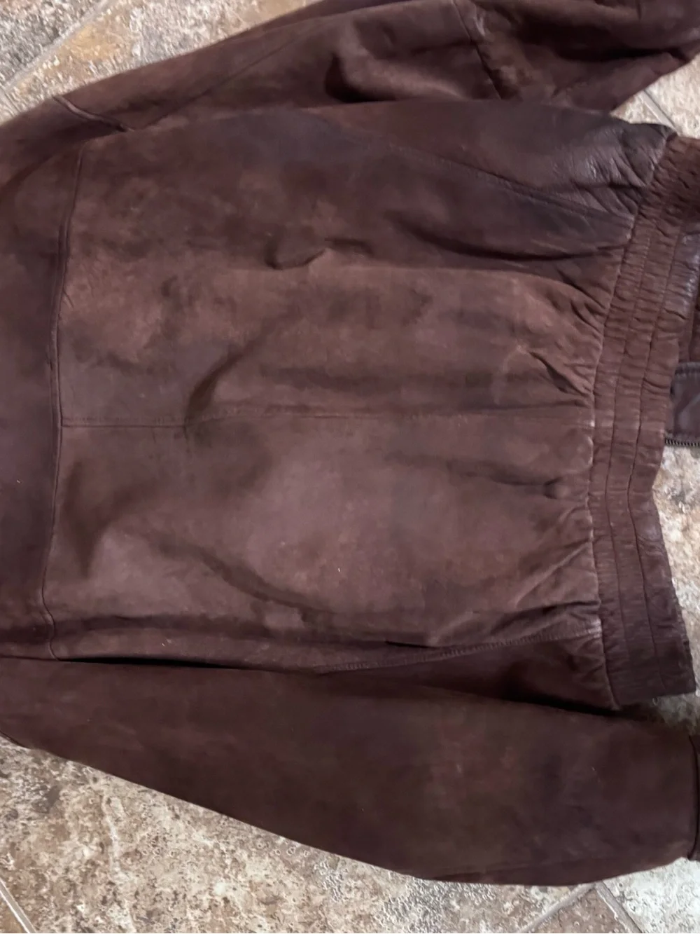 Men's Brown Leather Bomber Jacket Size 42