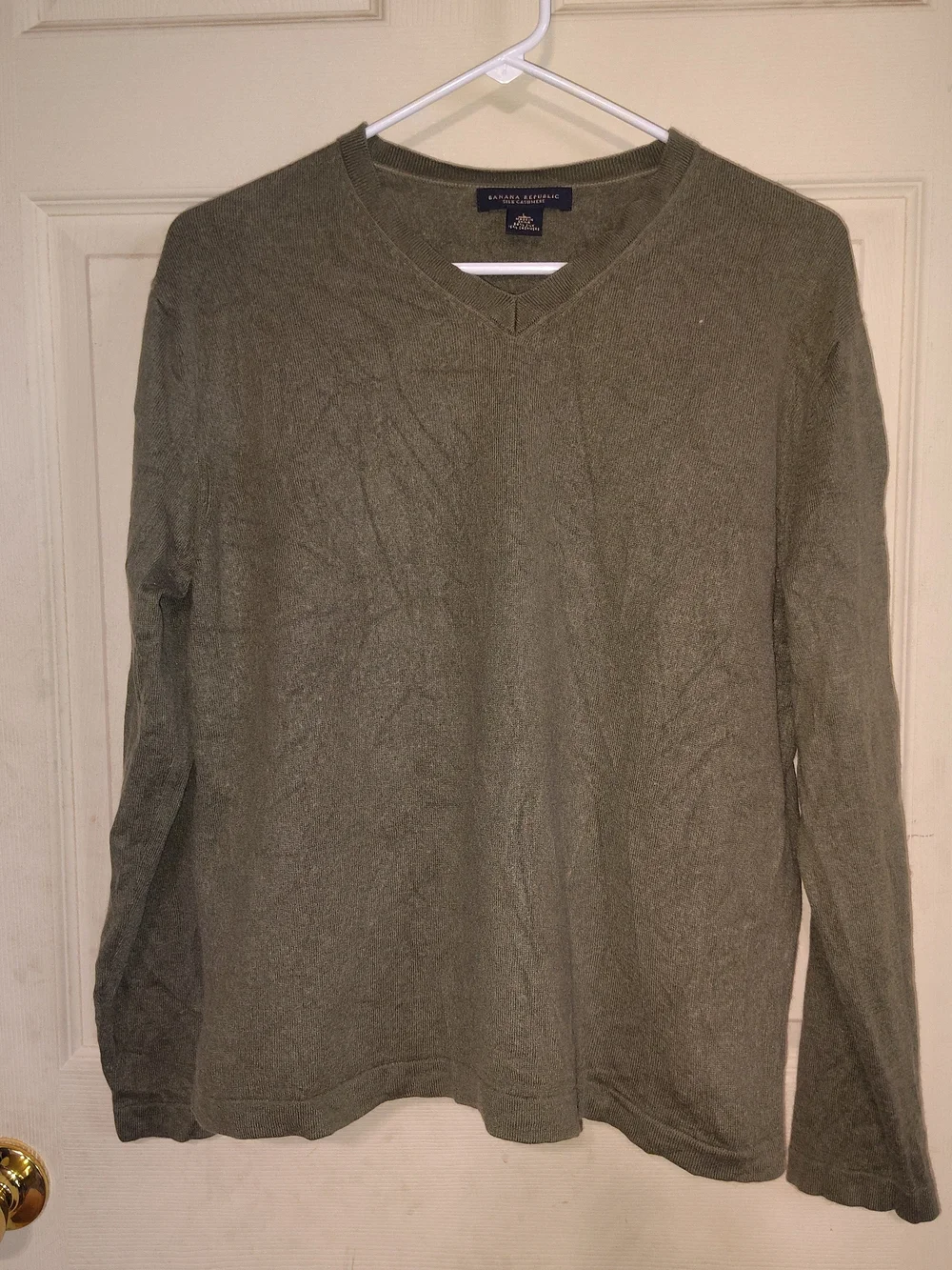 Banana Republic Green Silk-Cashmere Knit V-Neck Pullover Sweater Men’s L