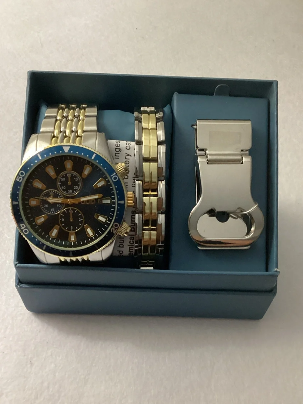 Folio Three Hand 2T Silver-Tone, Gold-Tone Alloy Watch 42mm Gift Set