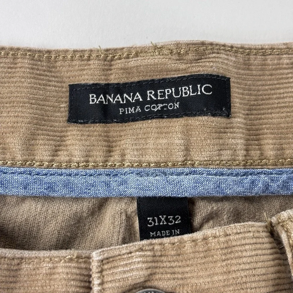 Banana Republic 31x32 Corduroy Pima Cotton Tan Pants Mens Straight Fit