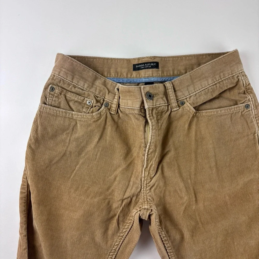 Banana Republic 31x32 Corduroy Pima Cotton Tan Pants Mens Straight Fit