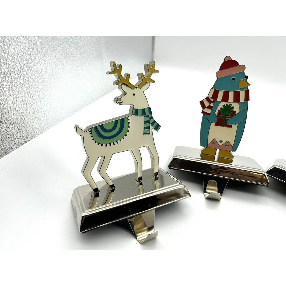 Wondershop 4pc Christmas Stocking Holders Santa Snowman Penguin Reindeer Set