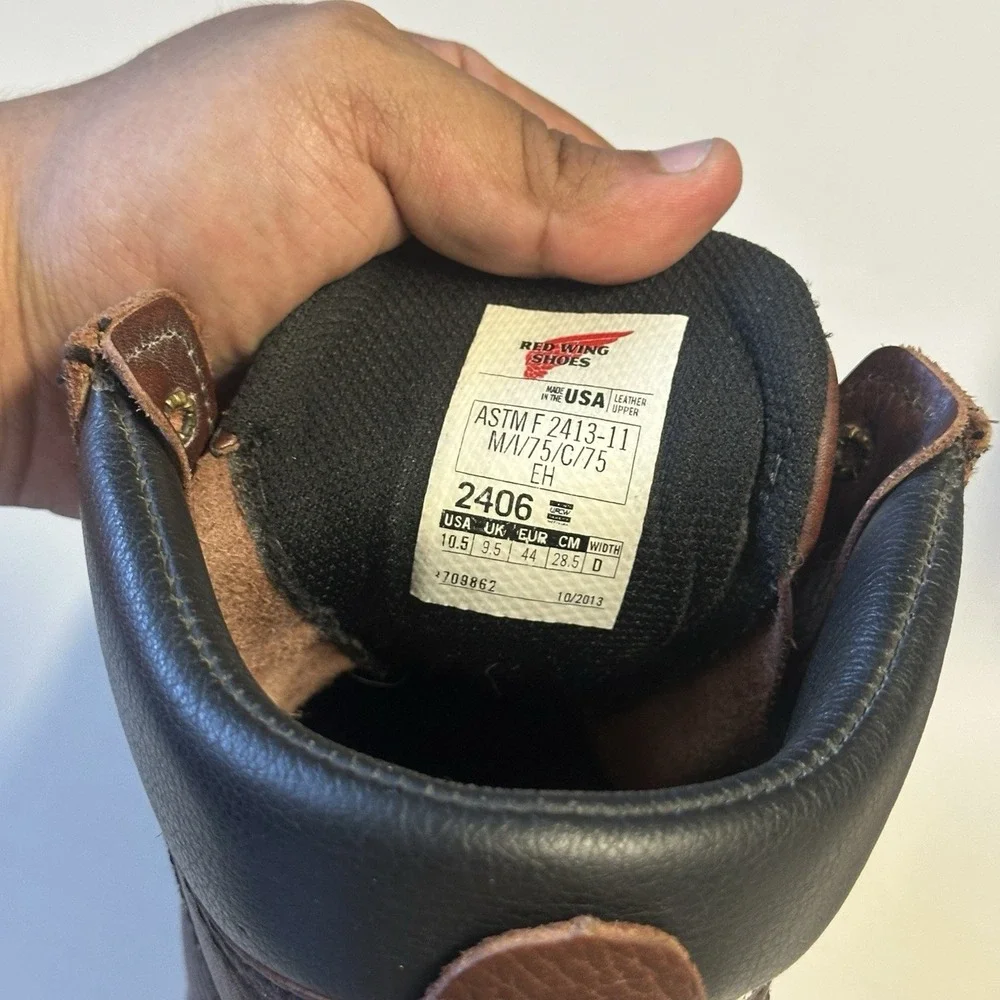 Red‎ Wing 2406 Boots Mens 10.5 D Brown Supersole Safety Steel Toe Made in USA