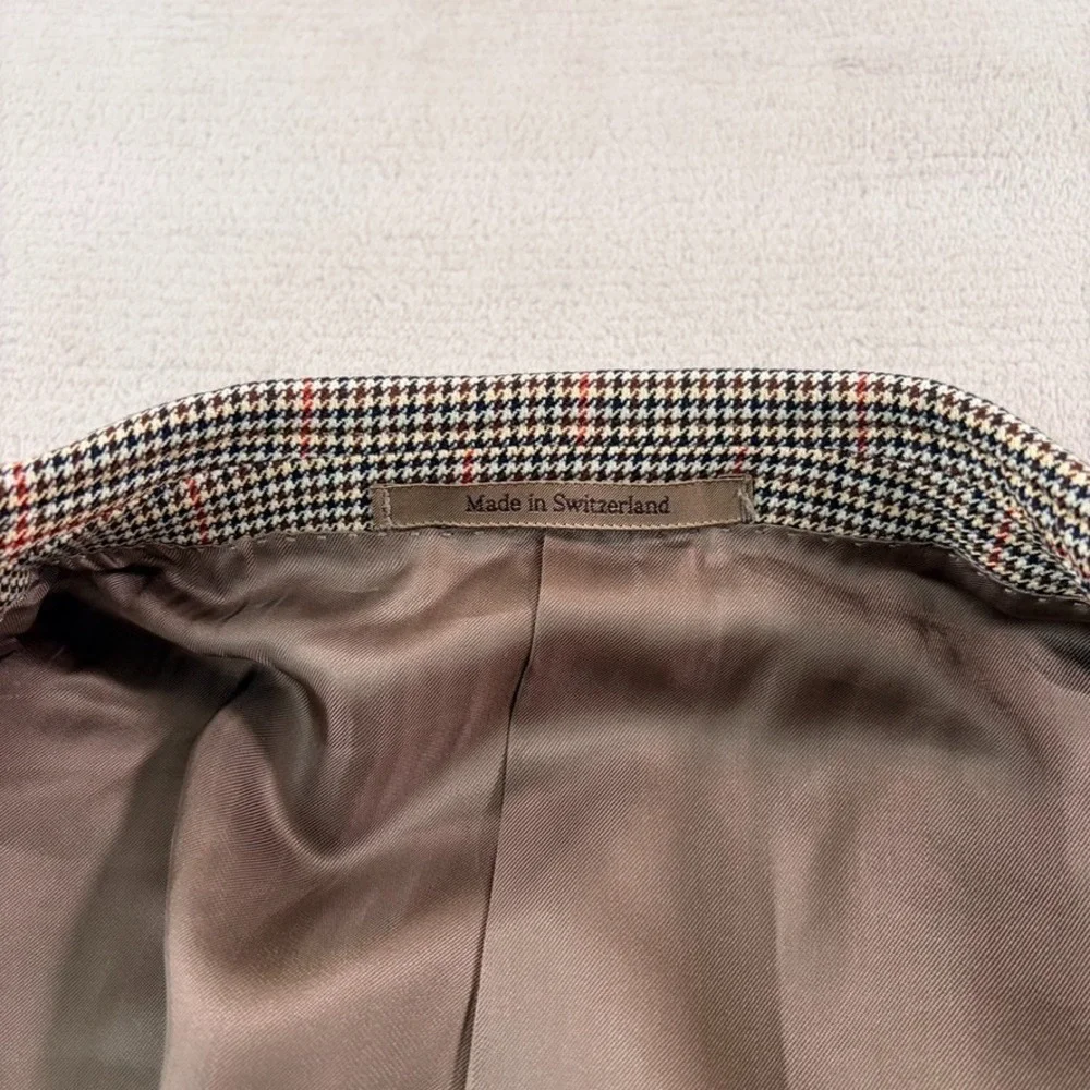 Ermenegildo Zegna 2 Button Blazer Sports Coat Men 44R Houndstooth Wool Designer