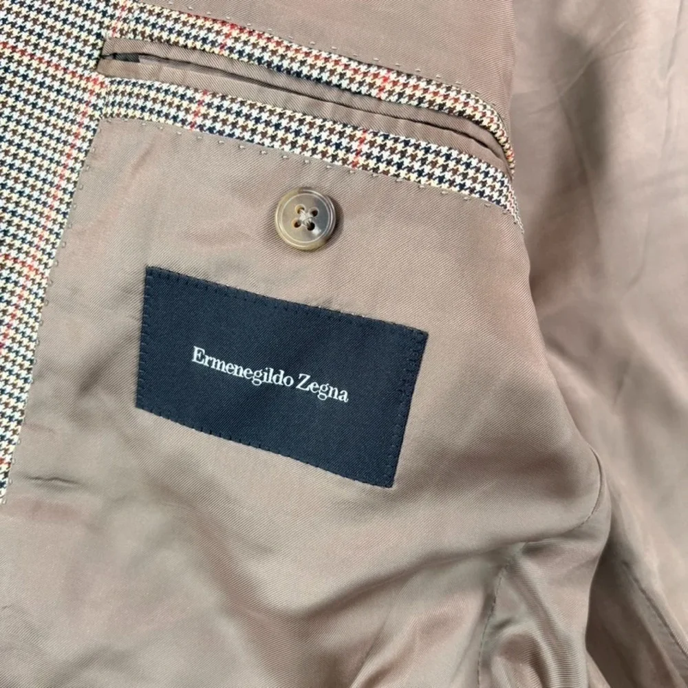 Ermenegildo Zegna 2 Button Blazer Sports Coat Men 44R Houndstooth Wool Designer
