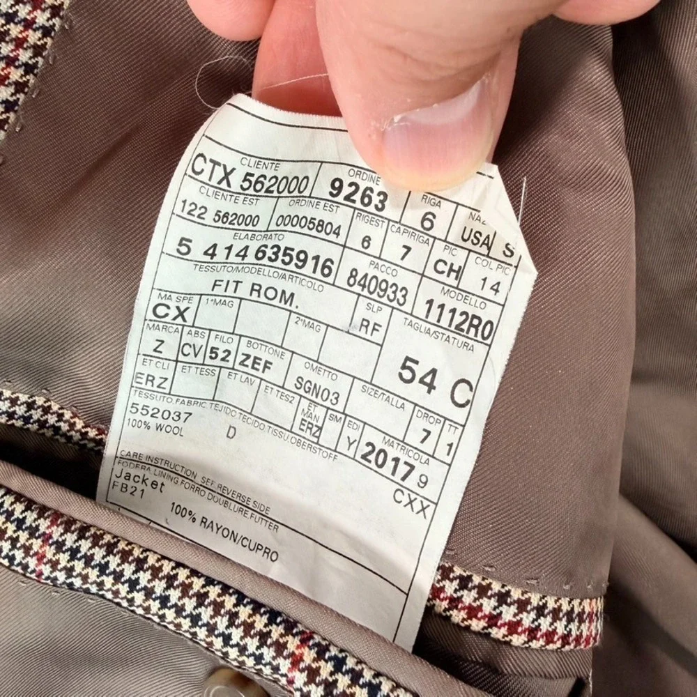 Ermenegildo Zegna 2 Button Blazer Sports Coat Men 44R Houndstooth Wool Designer