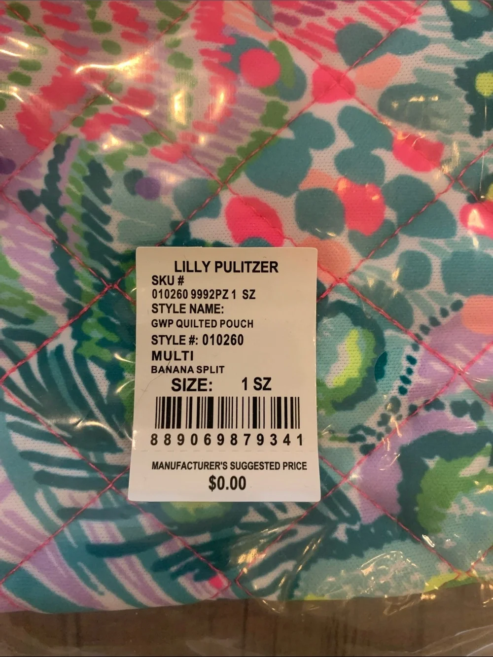 NWT—-Lilly Pulitzer Multicolor Quilted Zip Pouch in Banana Split