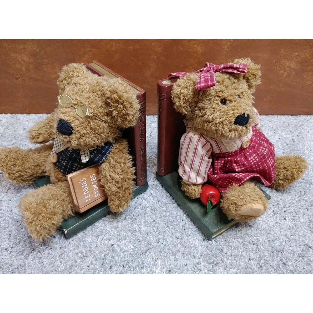 Cottage Teddy Bear Book Ends Teddie's Stories Plush & Ceramic Books are Fun
