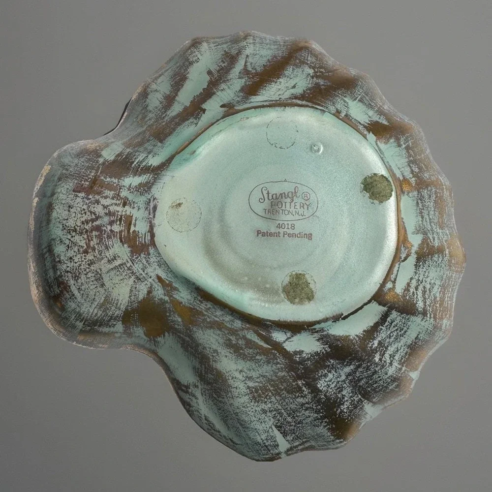 VTG Stangl Pottery #4013 Shell Dish Aqua Brown Gold Glaze MCM Trinket  Soap