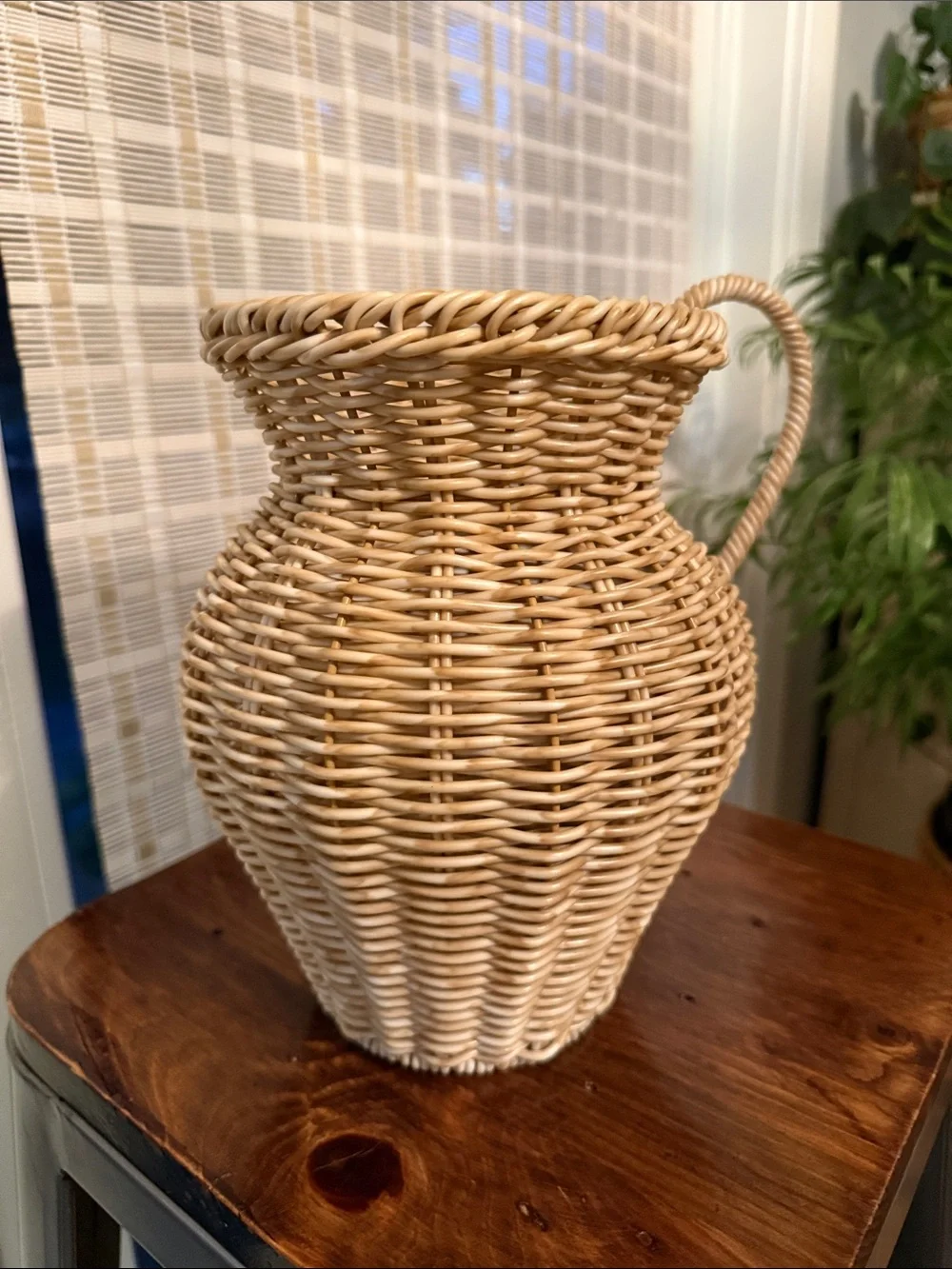 Woven Rattan Pitcher Vase - Natural