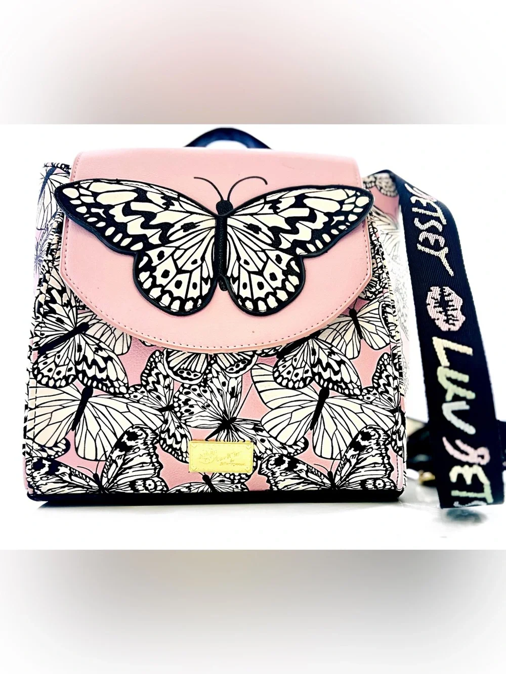 Betsey Johnson Pink Butterfly Mini Backpack/Purse 🦋