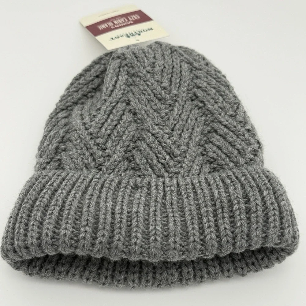 Northeast Outfitters Cozy Cabin Beanie Women's Grey Fleece Lined Knit Winter Hat