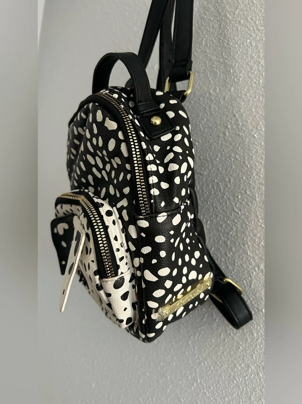 Betsey Johnson Black and White Dalmatian Mini Backpack