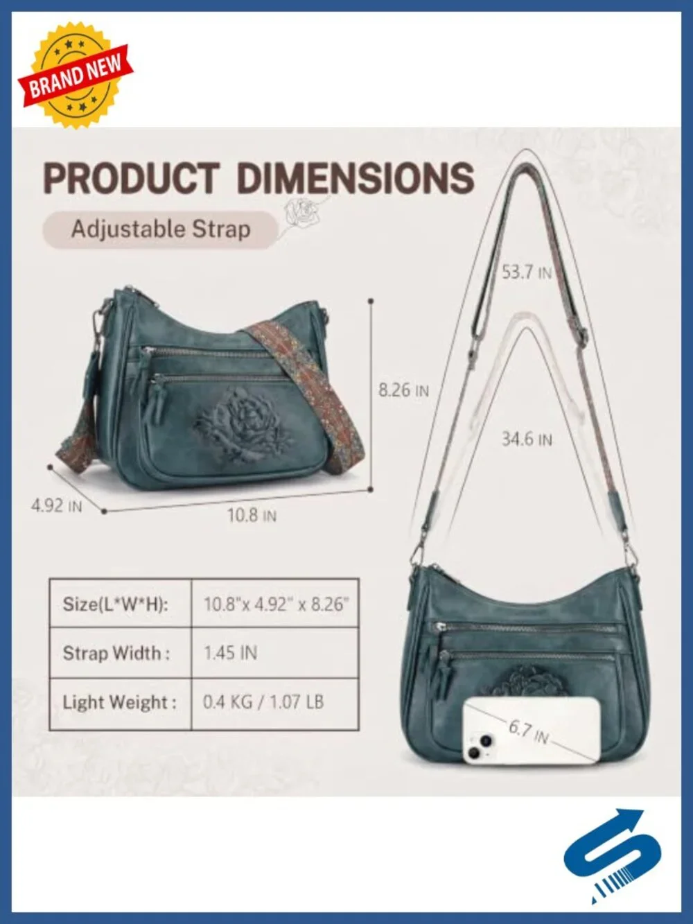 Vegan Leather Crossbody Hobo Purse with Adjustable Strap & Multi Pockets