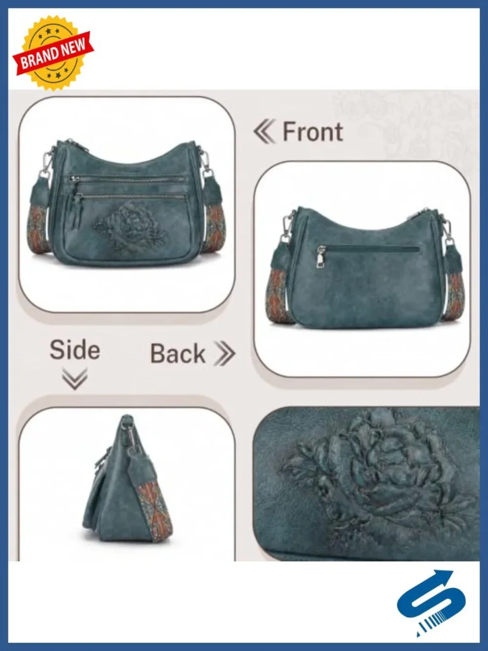 Vegan Leather Crossbody Hobo Purse with Adjustable Strap & Multi Pockets
