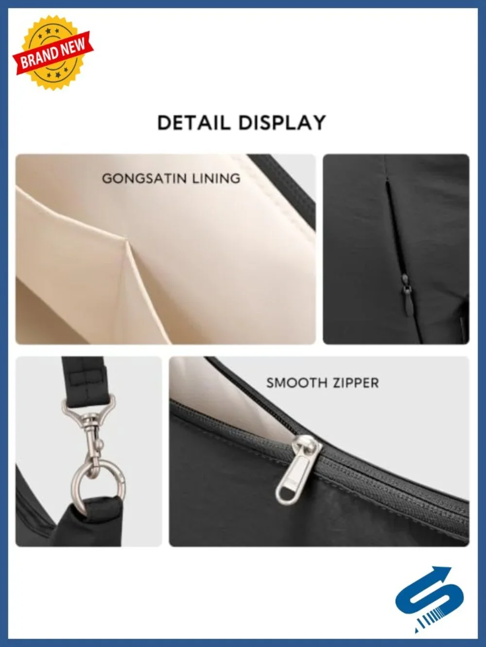 Nylon Hobo Bag with Multi-Pocket Organization, Adjustable Strap