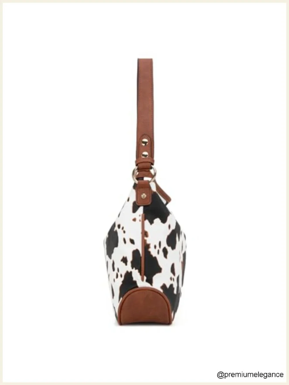 Medium Faux Leather Hobo Shoulder Bag with Gold Hardware