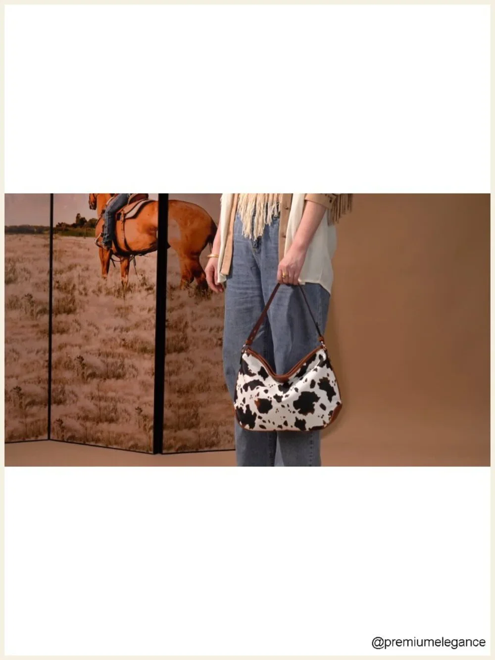 Medium Faux Leather Hobo Shoulder Bag with Gold Hardware
