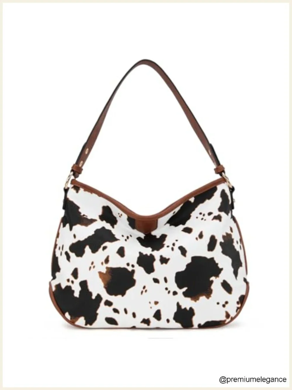 Medium Faux Leather Hobo Shoulder Bag with Gold Hardware