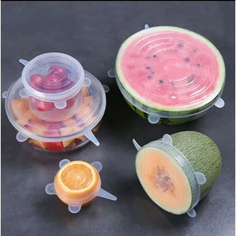 6pcs, Silicone Elastic Cover, Universal Silicone Food Packaging Bowl & Pot Cover