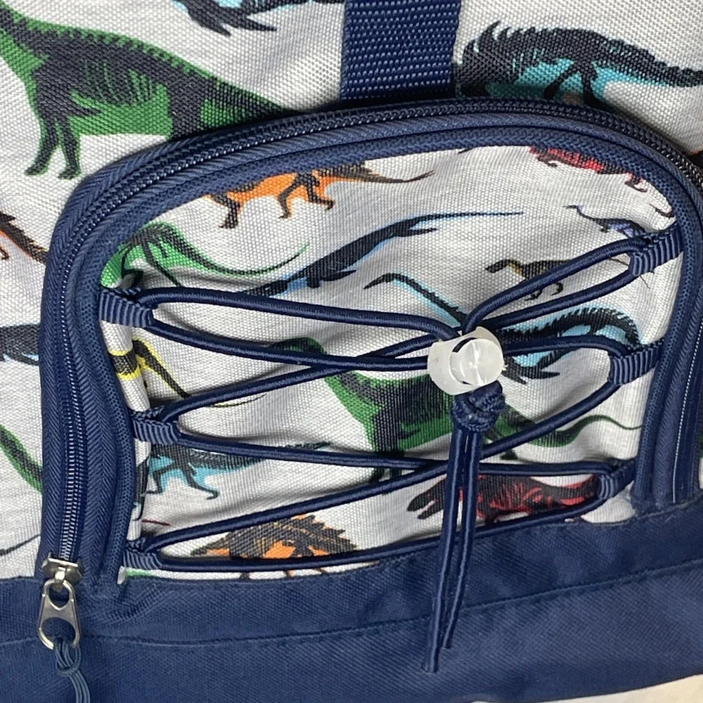 Tommy Bahama Kids Backpack Bag Navy Blue/Grey Colorful Dinosaurs 4 Zip‎ Pockets