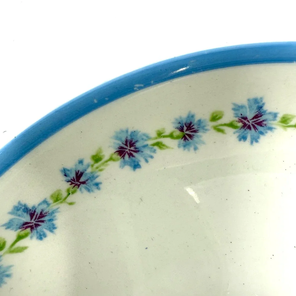 Canonsburg Pottery Co. Bonnie Blue Teacups and‎ Saucers Blue Floral Set of 4 VTG