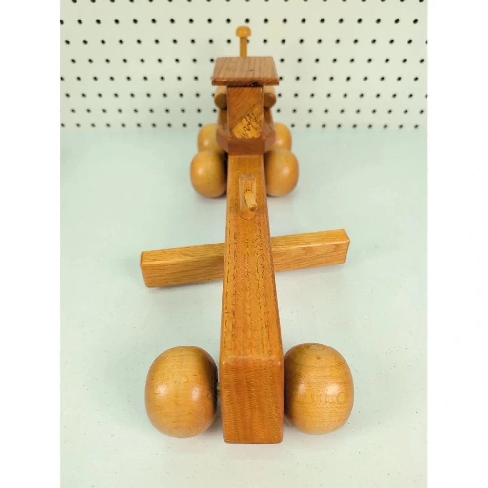 Vintage Handmade Wooden Toy Motor Grader Adjustable Blade‎