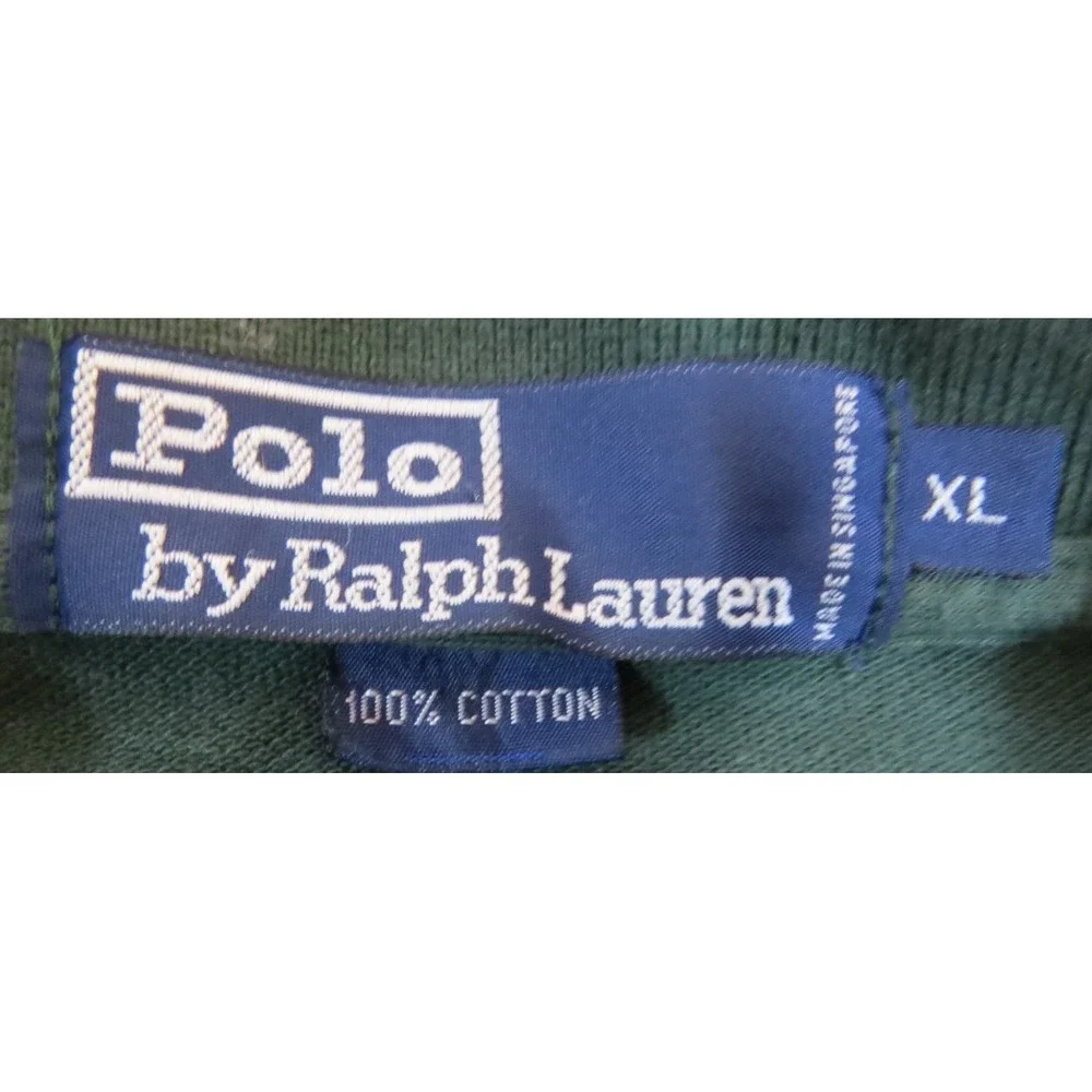 Polo Ralph Lauren Shirt Mens XL Green Long Sleeve Pique Cotton Classic Pony Logo