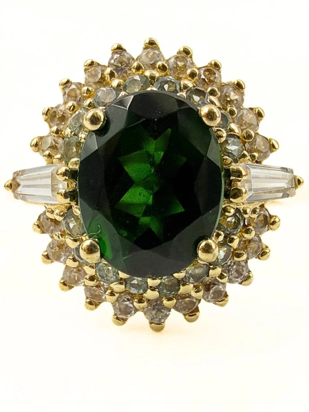 Contemporary Marked BBJ Sterling Silver Vermiel Tourmaline Topaz Ring Sz 10