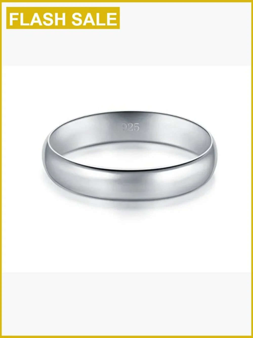 925 Sterling Silver Band Ring - 4mm Comfort Fit Wedding Stacking Ring