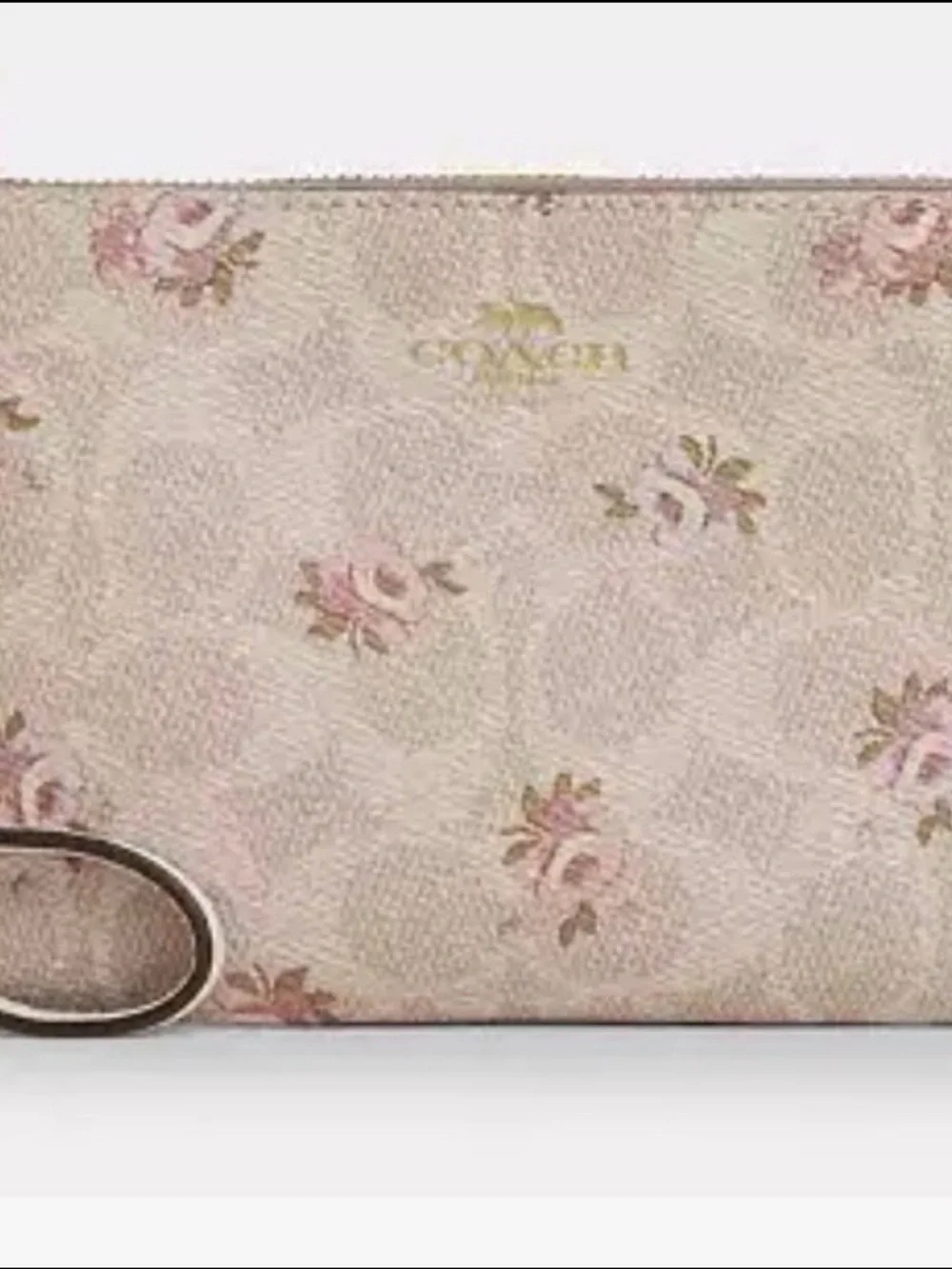 Coach Corner Zip Wristlet In Signature Canvas With Floral Print