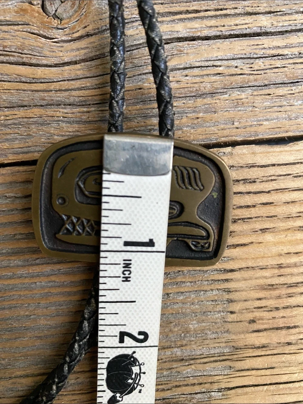 Vintage Pacific Northwest Brass Tlingit Bola Tie.