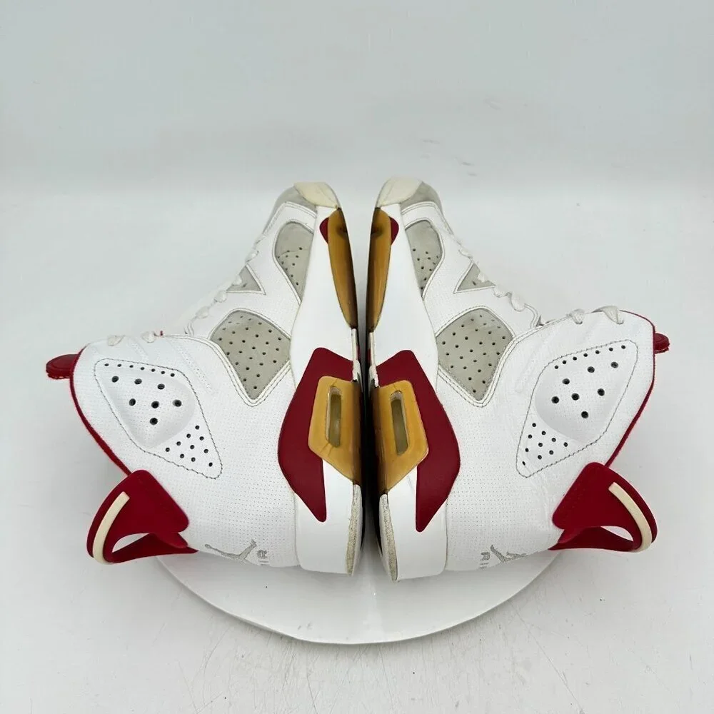 Nike Air Jordan 6 Retro Men Size 8.5 384664-113 White Gym Red Grey Shoes