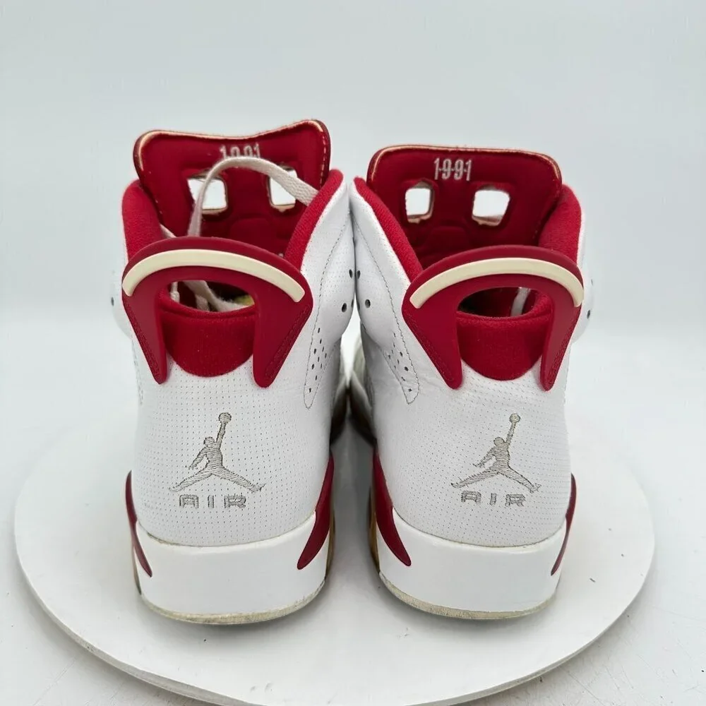 Nike Air Jordan 6 Retro Men Size 8.5 384664-113 White Gym Red Grey Shoes
