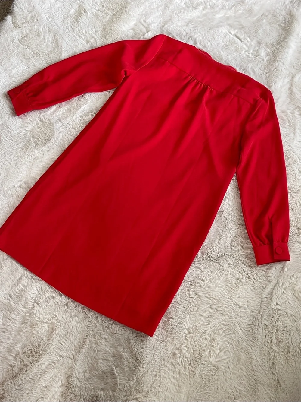 J. Crew Red Long-Sleeve Tie-Neck Shift Dress with Pink Ties