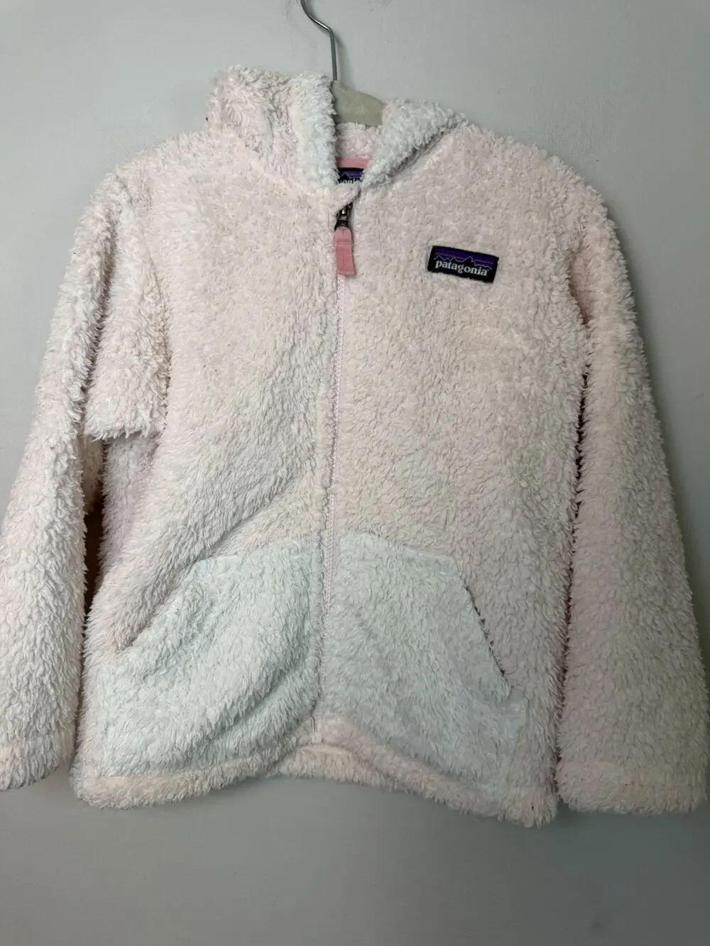 Patagonia Jacket Girls 3T Pink Furry Friends Hooded Sherpa Fleece Bear Ears Zip