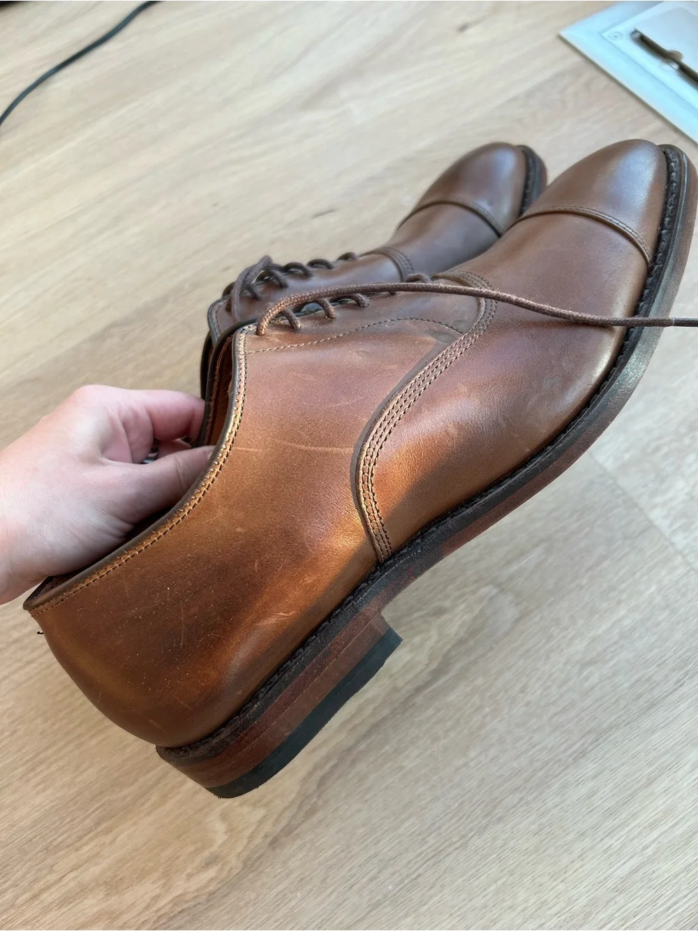 Allen Edmonds leather cap