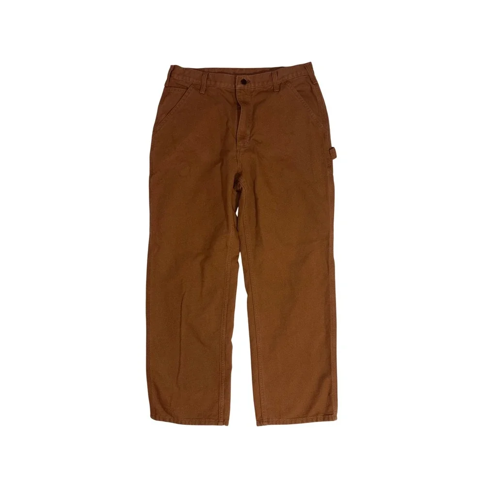 CARHARTT Carpenter Pants Mens 34x30 Brown B11 BRN Duck Canvas Dungaree Fit