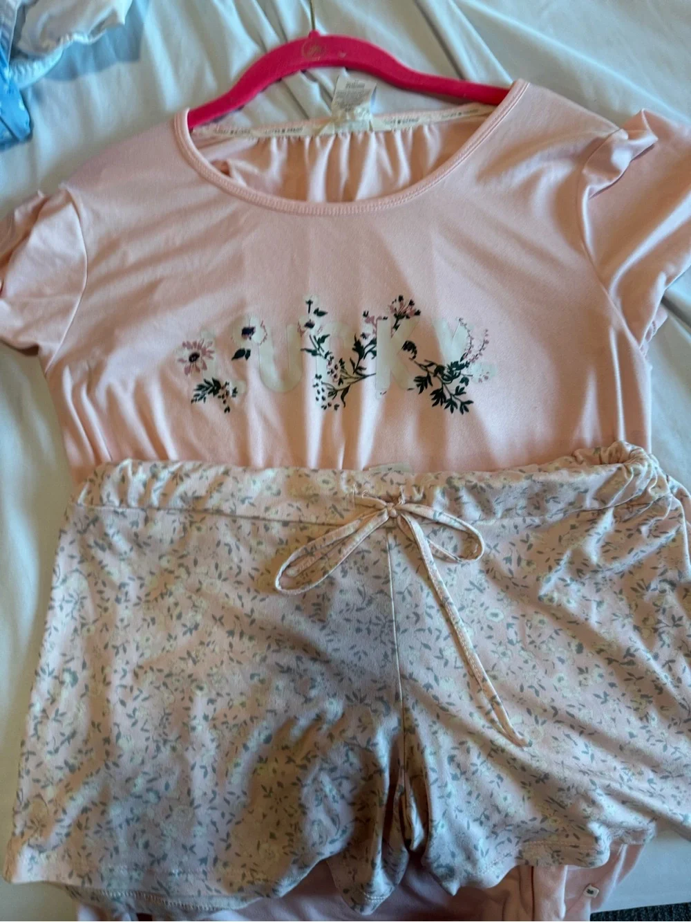 Lucky Brand Light Pink Floral Logo Loungewear Set