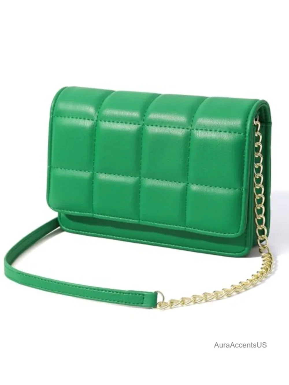 Trendy Quilted PU Leather Mini Crossbody Wallet Chain Shoulder Purse Evening Bag
