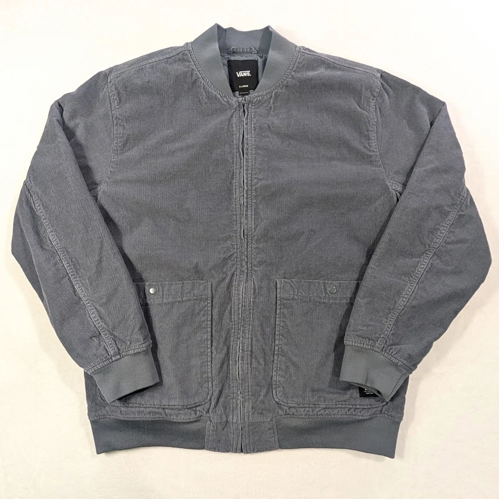 Vans Carlson Corduroy Bomber Jacket‎ Quilted Blue Gray XL