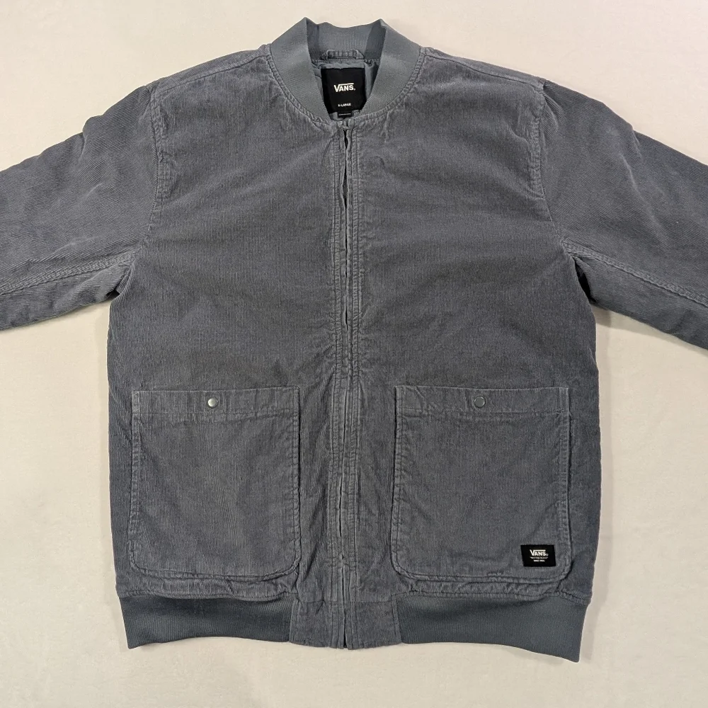Vans Carlson Corduroy Bomber Jacket‎ Quilted Blue Gray XL