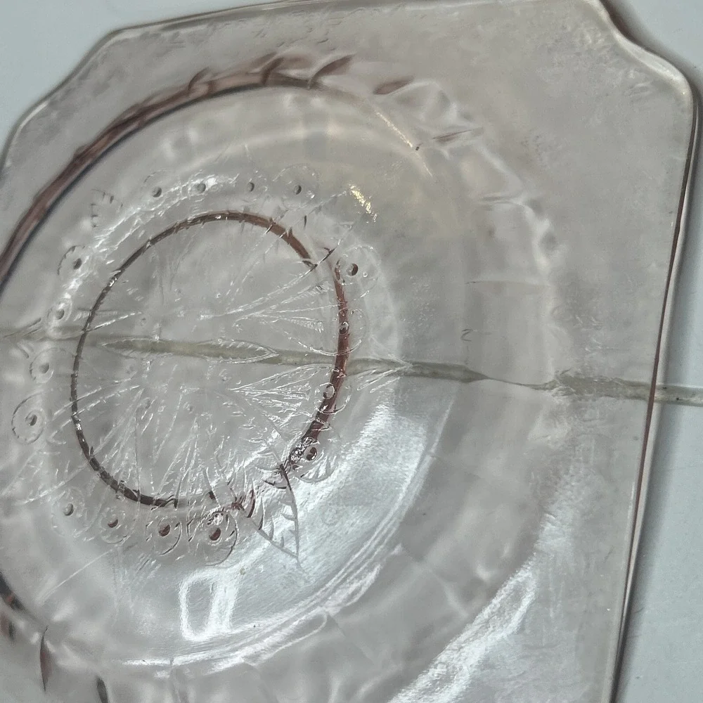 Jeanette Glass Adam Pattern Pink Depression Glass Saucers set of 8