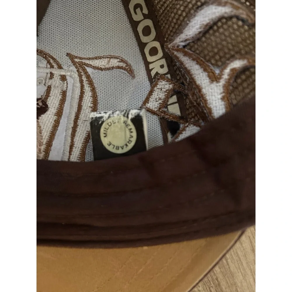 Goorin Bros The Farm King OLD ENGLISH Adjustable Snapback Trucker Hat Brown‎