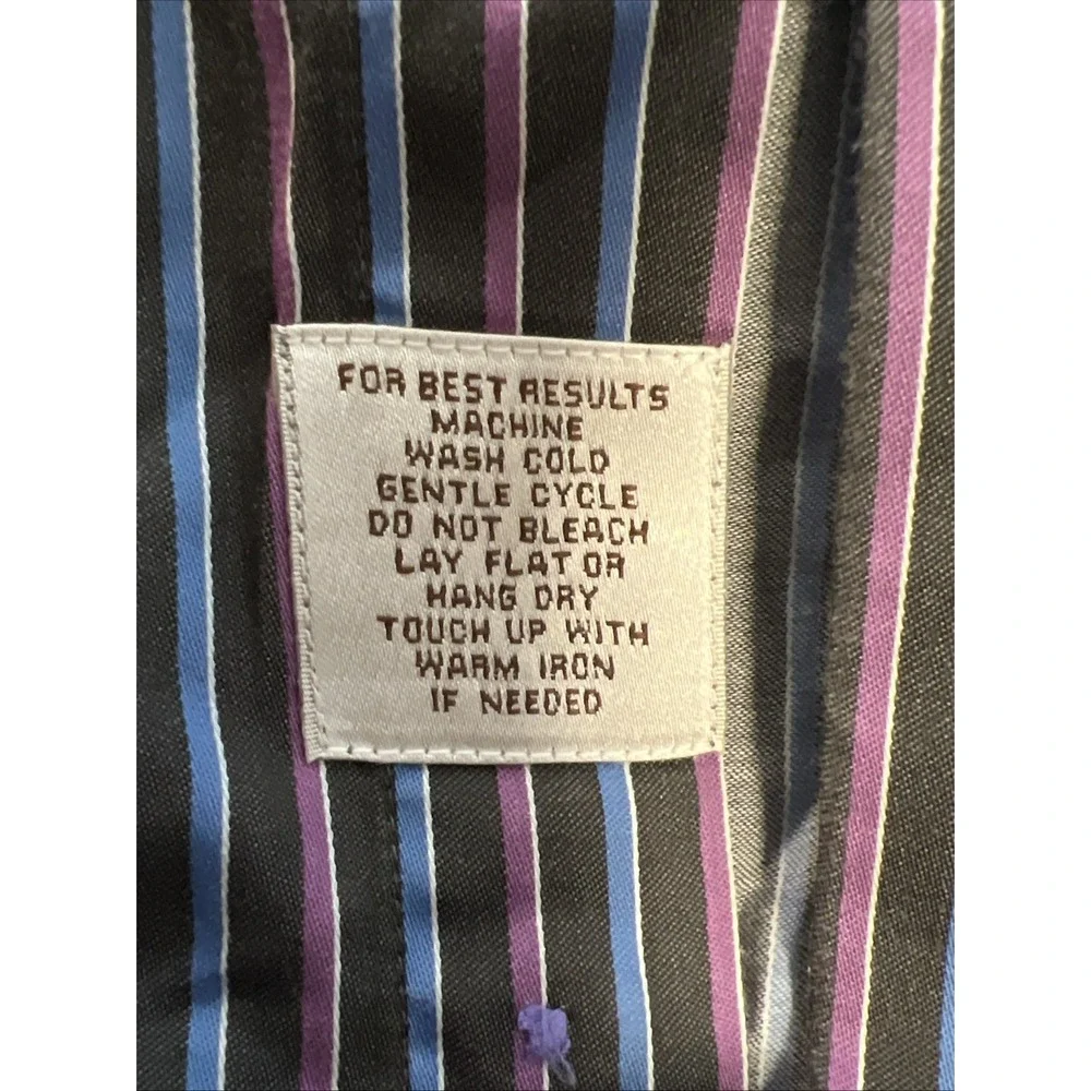 Peter Millar Shirt Men's Sz L Multi-Color Stripe Cotton Button Front Long Sleeve
