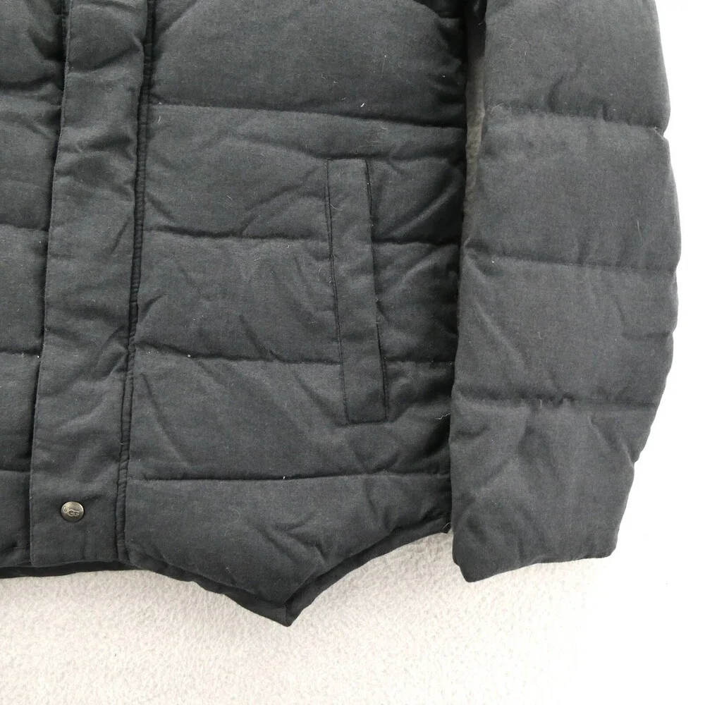 UGG Australia Womens Small Black Trucker Quilted Puffer‎ Coat Jacket Full Zip