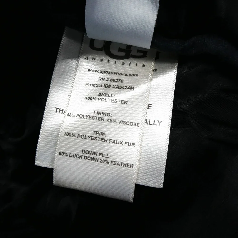 UGG Australia Womens Small Black Trucker Quilted Puffer‎ Coat Jacket Full Zip