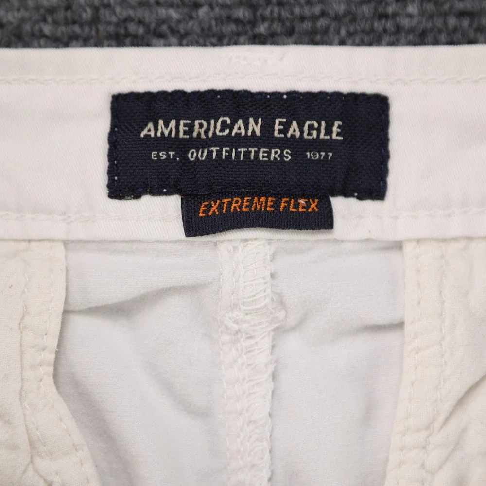 American Eagle Extreme Flex Classic Chino Shorts Mens 30 White Stretch‎ 9 Inseam