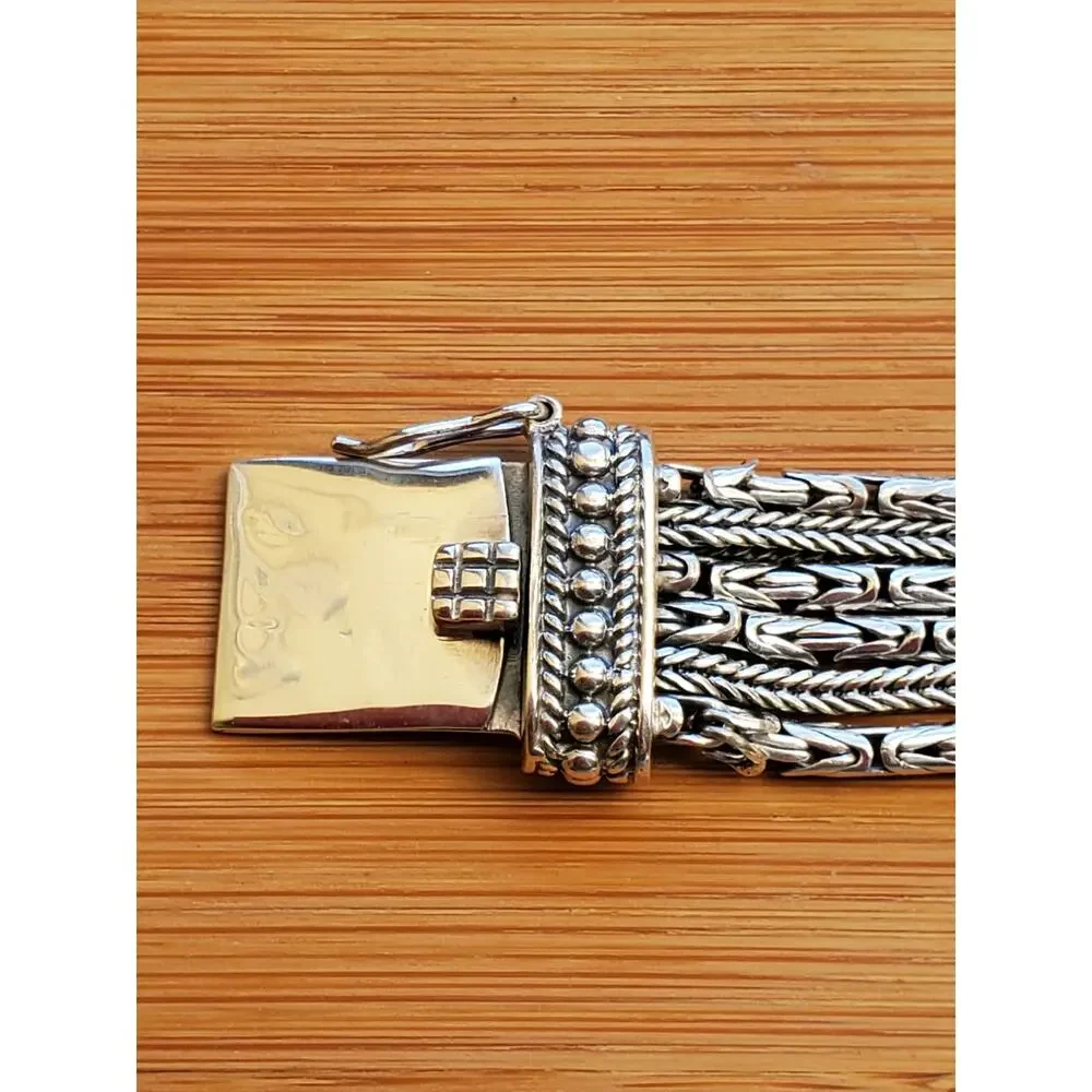 Silpada Multistrand Byzantine Wheat Chain Bracelet 925 Sterling Silver 7.5